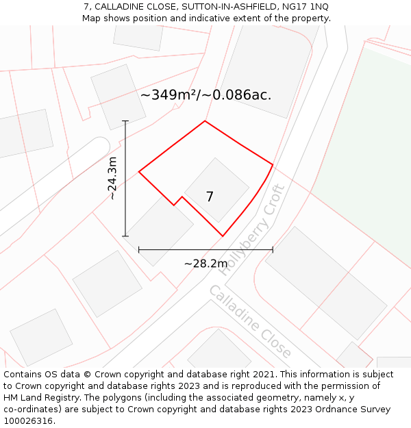 7, CALLADINE CLOSE, SUTTON-IN-ASHFIELD, NG17 1NQ: Plot and title map