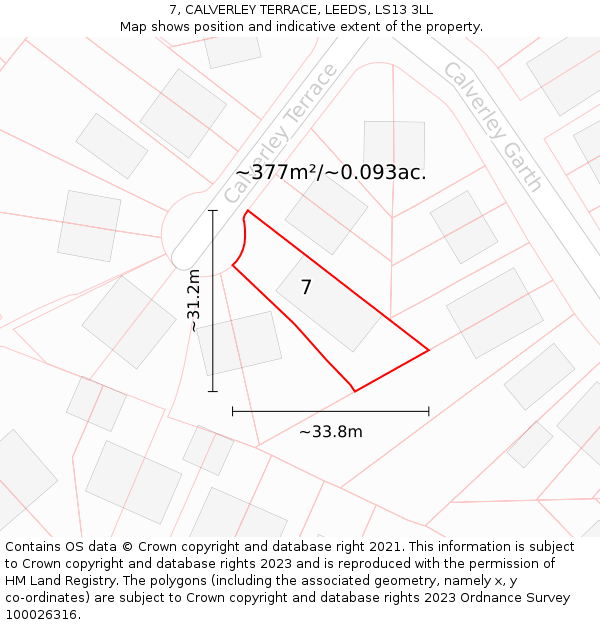 7, CALVERLEY TERRACE, LEEDS, LS13 3LL: Plot and title map