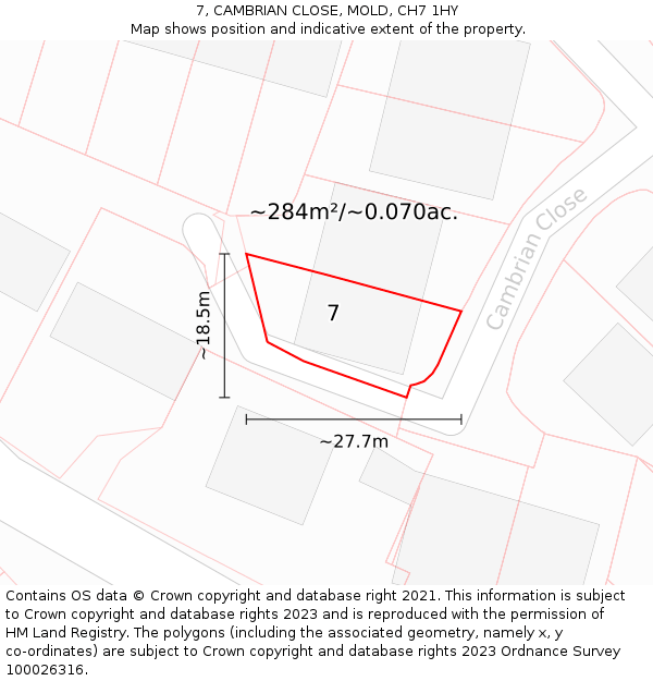 7, CAMBRIAN CLOSE, MOLD, CH7 1HY: Plot and title map