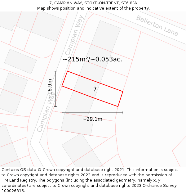 7, CAMPIAN WAY, STOKE-ON-TRENT, ST6 8FA: Plot and title map