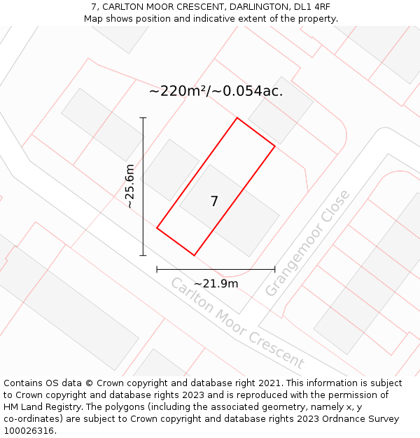 7, CARLTON MOOR CRESCENT, DARLINGTON, DL1 4RF: Plot and title map