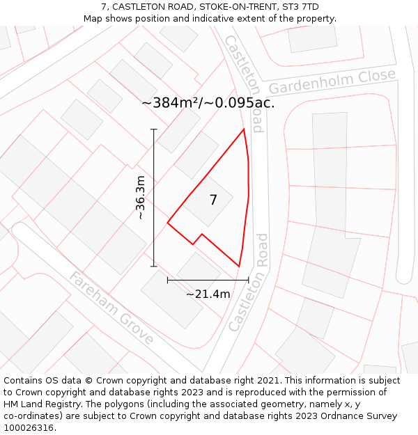 7, CASTLETON ROAD, STOKE-ON-TRENT, ST3 7TD: Plot and title map