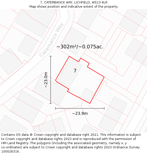 7, CATERBANCK WAY, LICHFIELD, WS13 6LR: Plot and title map