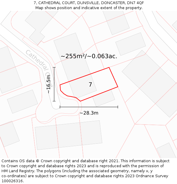 7, CATHEDRAL COURT, DUNSVILLE, DONCASTER, DN7 4QF: Plot and title map