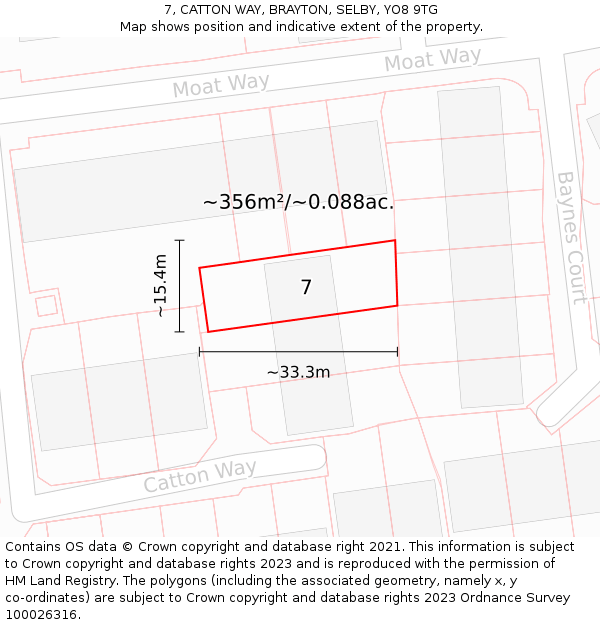 7, CATTON WAY, BRAYTON, SELBY, YO8 9TG: Plot and title map