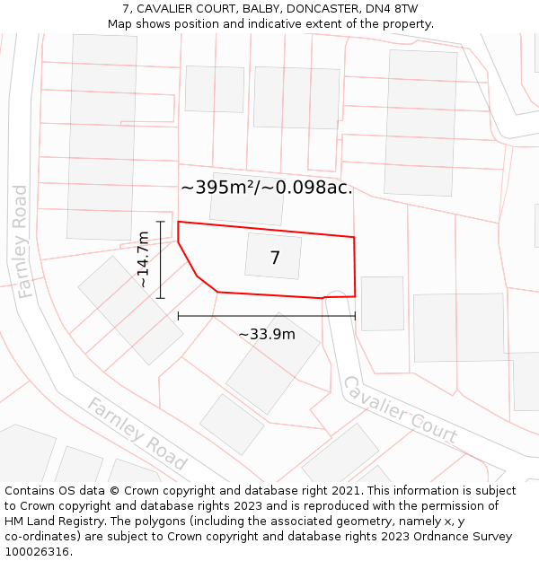 7, CAVALIER COURT, BALBY, DONCASTER, DN4 8TW: Plot and title map