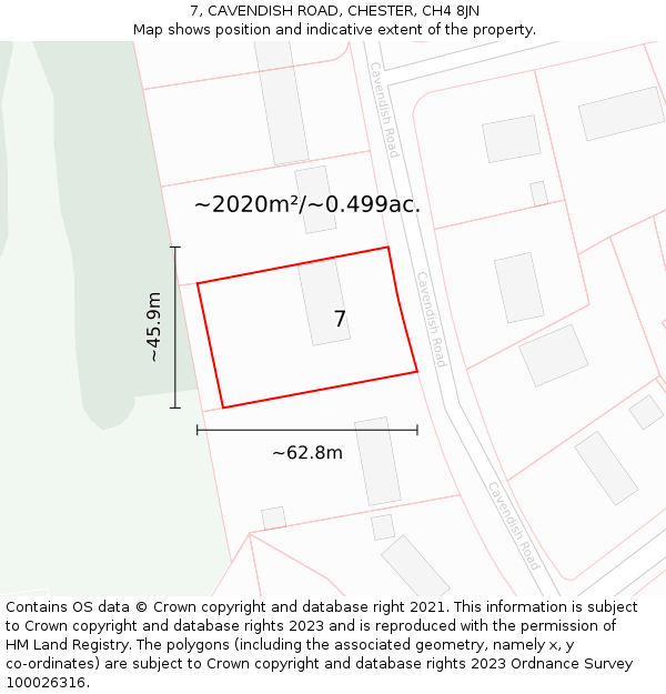 7, CAVENDISH ROAD, CHESTER, CH4 8JN: Plot and title map