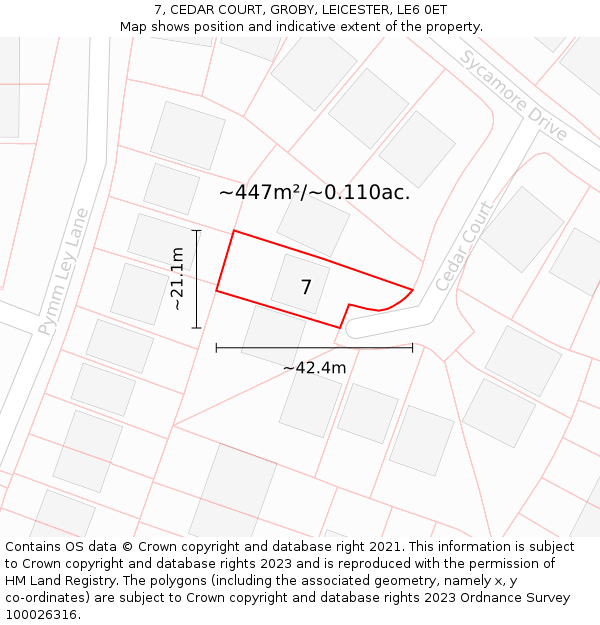 7, CEDAR COURT, GROBY, LEICESTER, LE6 0ET: Plot and title map