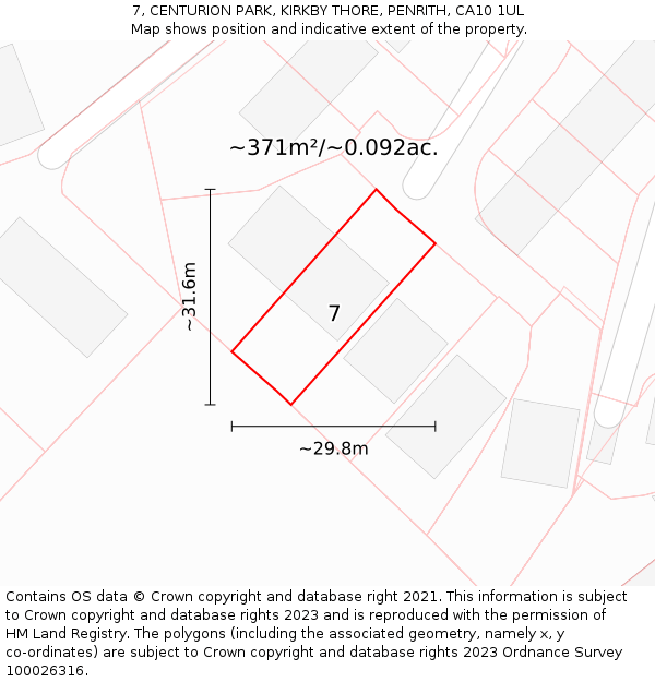 7, CENTURION PARK, KIRKBY THORE, PENRITH, CA10 1UL: Plot and title map