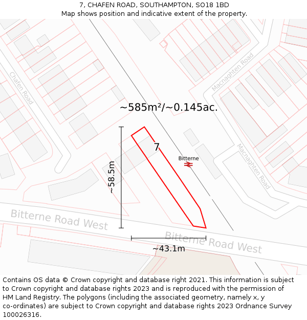 7, CHAFEN ROAD, SOUTHAMPTON, SO18 1BD: Plot and title map