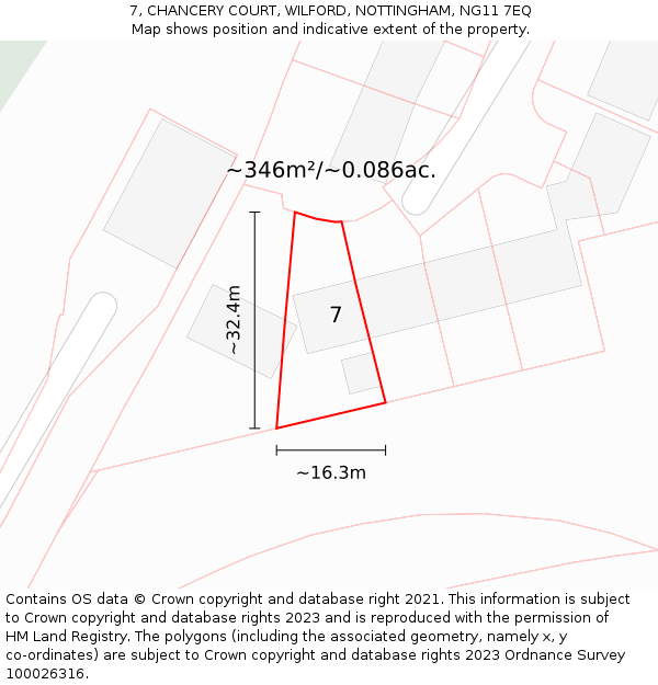 7, CHANCERY COURT, WILFORD, NOTTINGHAM, NG11 7EQ: Plot and title map