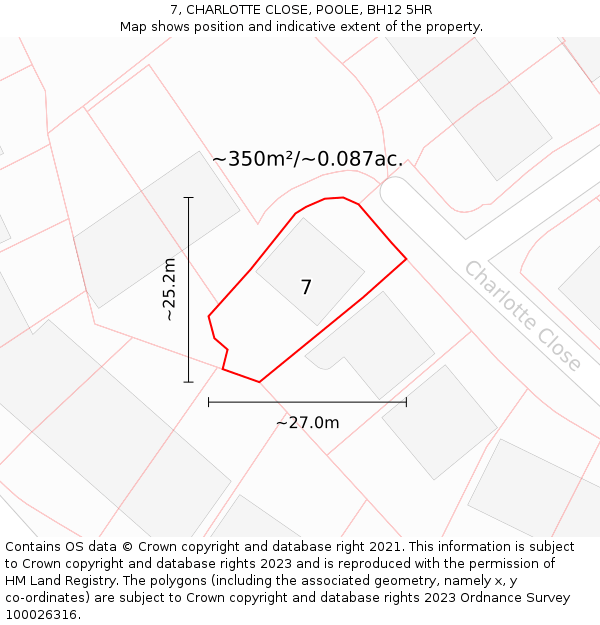 7, CHARLOTTE CLOSE, POOLE, BH12 5HR: Plot and title map