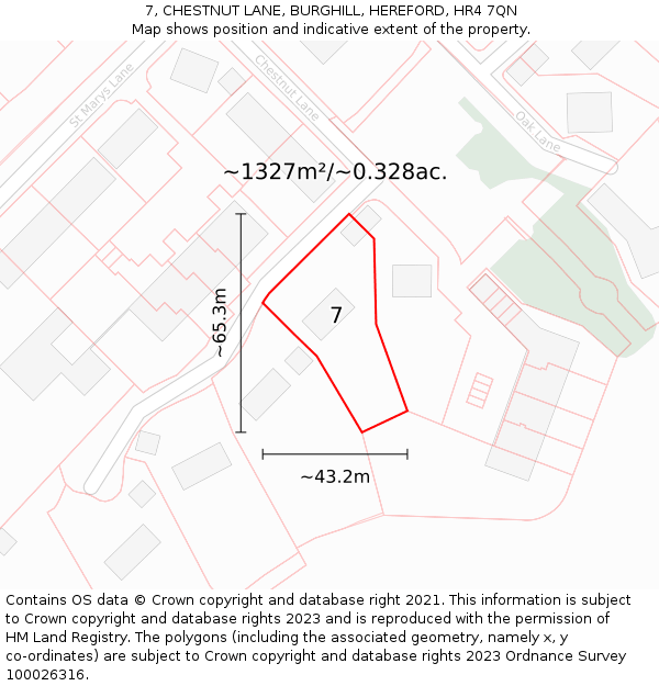 7, CHESTNUT LANE, BURGHILL, HEREFORD, HR4 7QN: Plot and title map