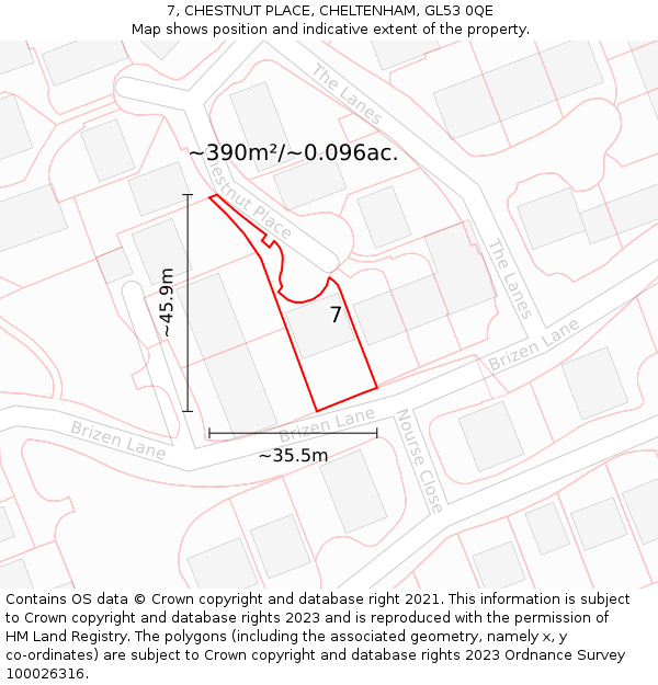 7, CHESTNUT PLACE, CHELTENHAM, GL53 0QE: Plot and title map