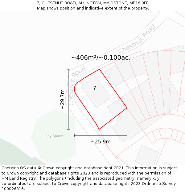 7, CHESTNUT ROAD, ALLINGTON, MAIDSTONE, ME16 9FR: Plot and title map
