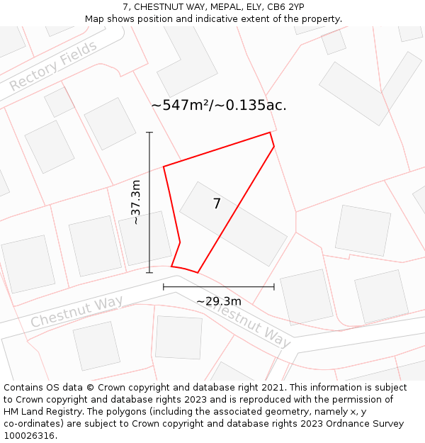 7, CHESTNUT WAY, MEPAL, ELY, CB6 2YP: Plot and title map