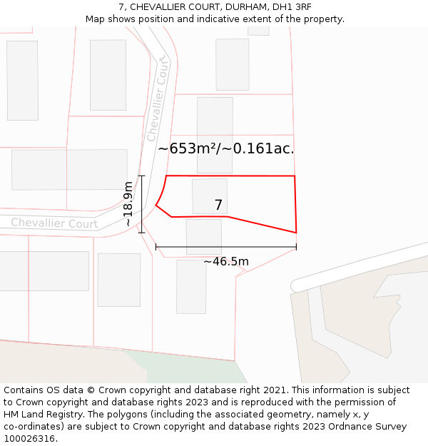 7, CHEVALLIER COURT, DURHAM, DH1 3RF: Plot and title map