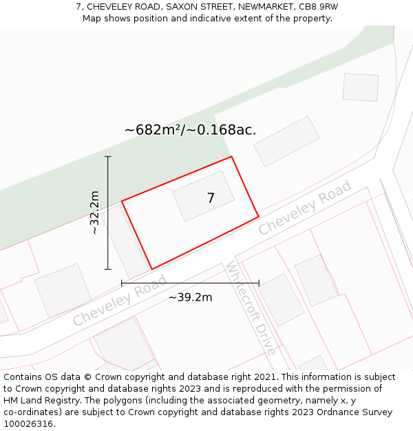 7, CHEVELEY ROAD, SAXON STREET, NEWMARKET, CB8 9RW: Plot and title map