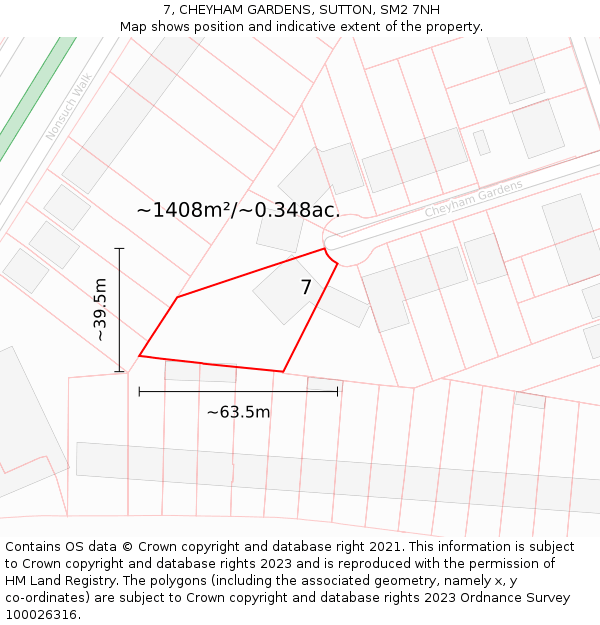 7, CHEYHAM GARDENS, SUTTON, SM2 7NH: Plot and title map