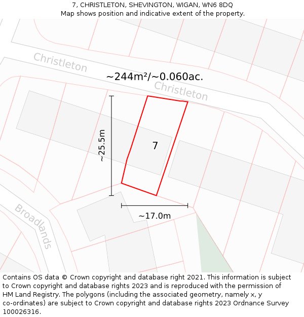 7, CHRISTLETON, SHEVINGTON, WIGAN, WN6 8DQ: Plot and title map