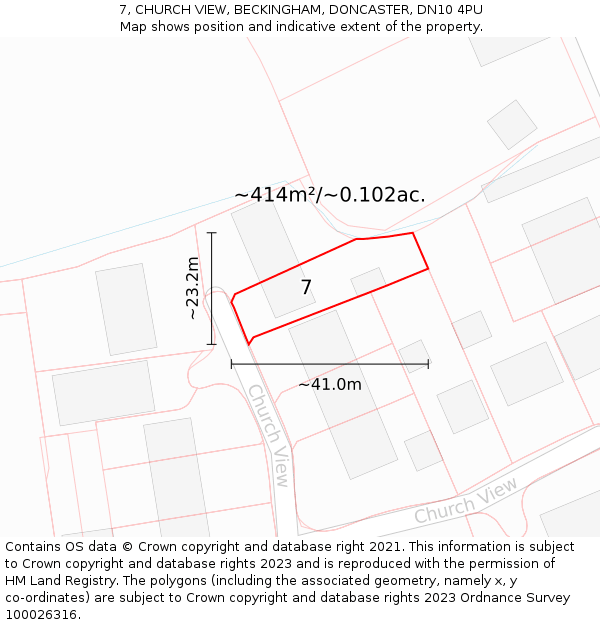 7, CHURCH VIEW, BECKINGHAM, DONCASTER, DN10 4PU: Plot and title map