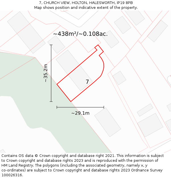 7, CHURCH VIEW, HOLTON, HALESWORTH, IP19 8PB: Plot and title map