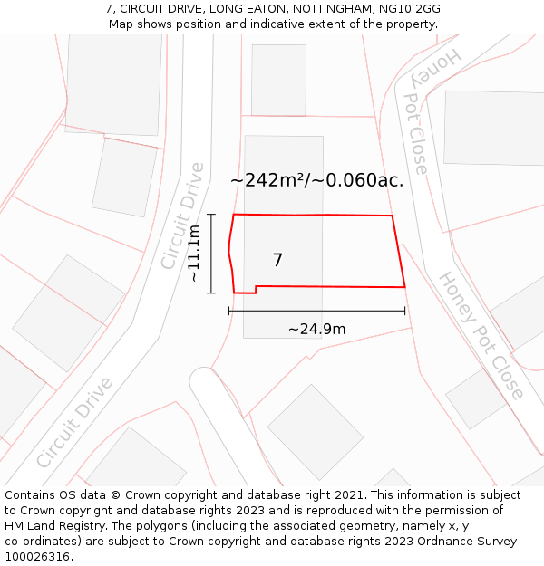 7, CIRCUIT DRIVE, LONG EATON, NOTTINGHAM, NG10 2GG: Plot and title map