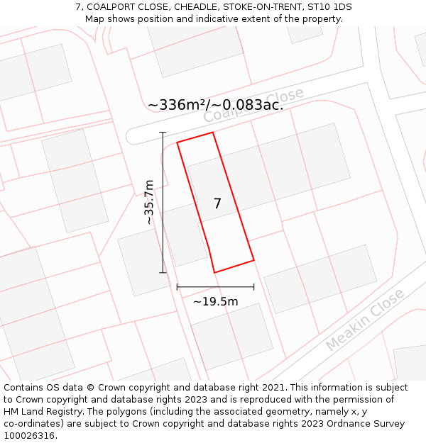 7, COALPORT CLOSE, CHEADLE, STOKE-ON-TRENT, ST10 1DS: Plot and title map