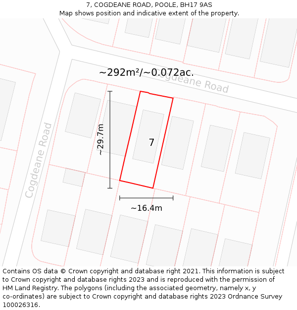 7, COGDEANE ROAD, POOLE, BH17 9AS: Plot and title map