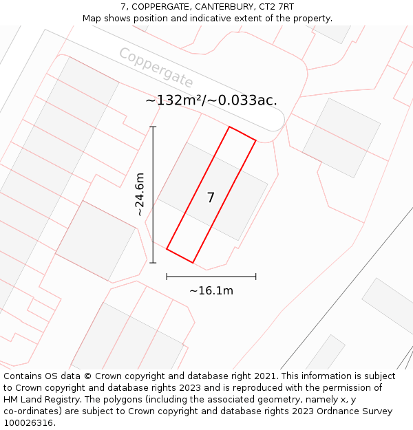 7, COPPERGATE, CANTERBURY, CT2 7RT: Plot and title map