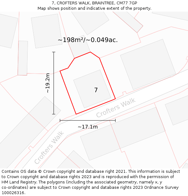 7, CROFTERS WALK, BRAINTREE, CM77 7GP: Plot and title map