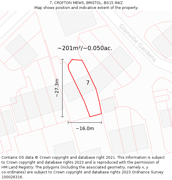 7, CROFTON MEWS, BRISTOL, BS15 9WZ: Plot and title map