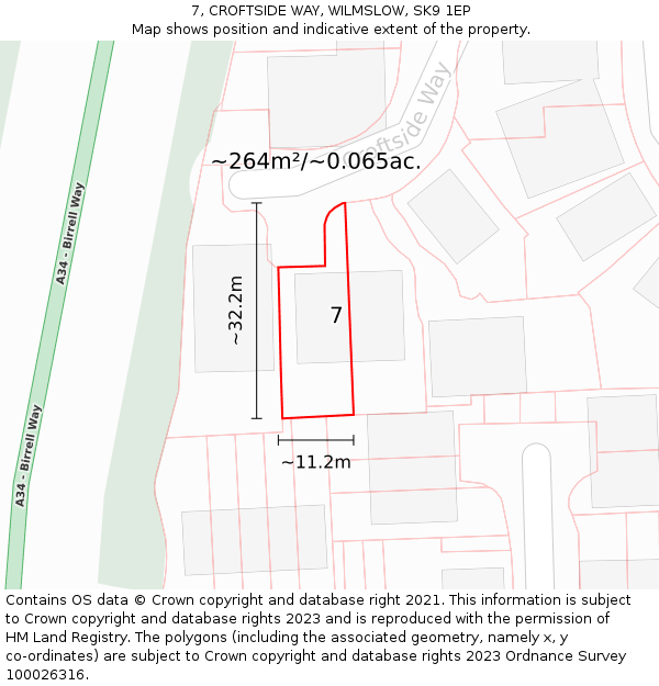 7, CROFTSIDE WAY, WILMSLOW, SK9 1EP: Plot and title map