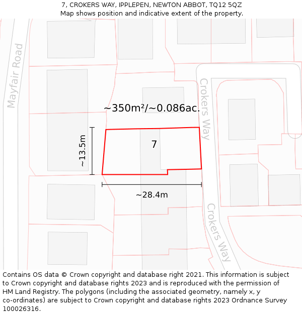 7, CROKERS WAY, IPPLEPEN, NEWTON ABBOT, TQ12 5QZ: Plot and title map