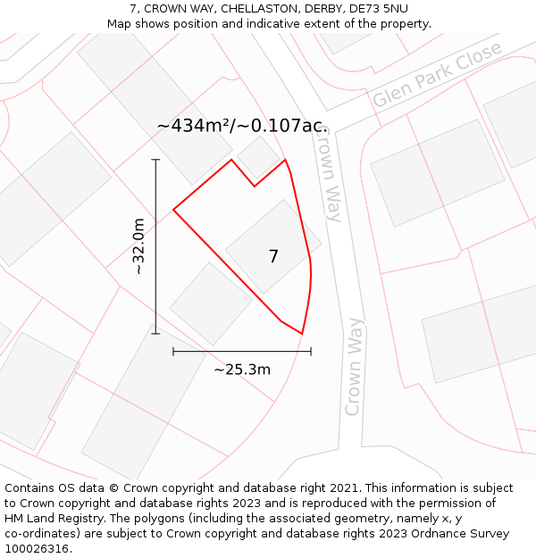 7, CROWN WAY, CHELLASTON, DERBY, DE73 5NU: Plot and title map