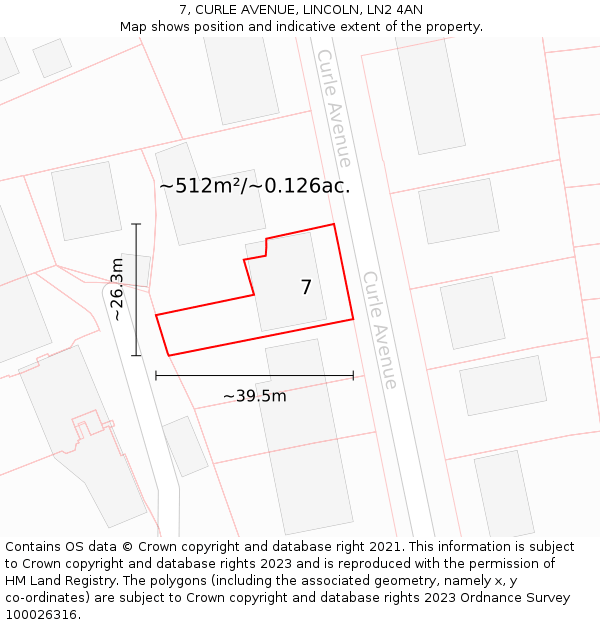 7, CURLE AVENUE, LINCOLN, LN2 4AN: Plot and title map