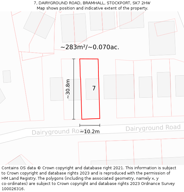 7, DAIRYGROUND ROAD, BRAMHALL, STOCKPORT, SK7 2HW: Plot and title map