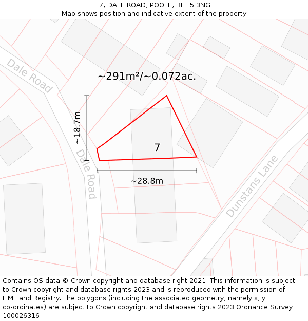 7, DALE ROAD, POOLE, BH15 3NG: Plot and title map