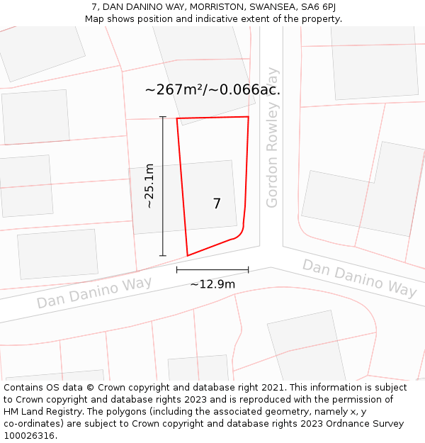 7, DAN DANINO WAY, MORRISTON, SWANSEA, SA6 6PJ: Plot and title map