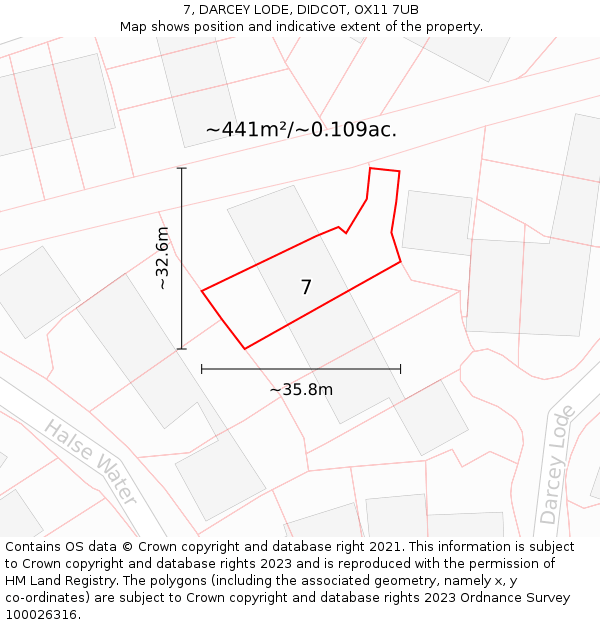 7, DARCEY LODE, DIDCOT, OX11 7UB: Plot and title map