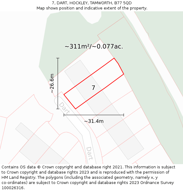 7, DART, HOCKLEY, TAMWORTH, B77 5QD: Plot and title map