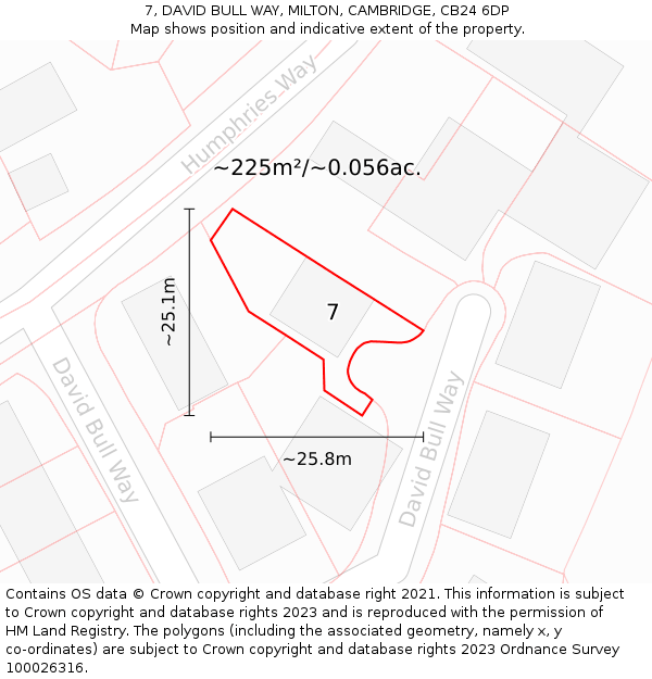 7, DAVID BULL WAY, MILTON, CAMBRIDGE, CB24 6DP: Plot and title map