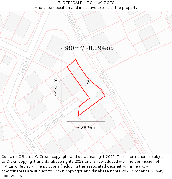 7, DEEPDALE, LEIGH, WN7 3EG: Plot and title map