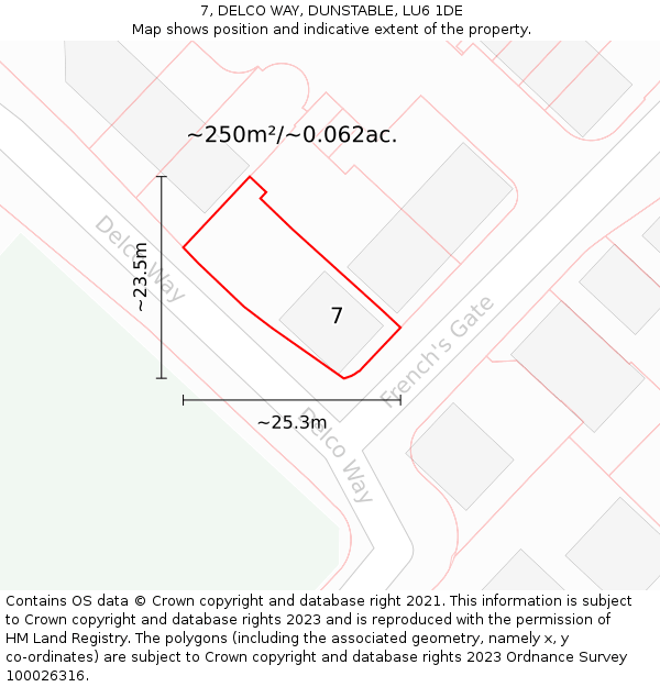 7, DELCO WAY, DUNSTABLE, LU6 1DE: Plot and title map