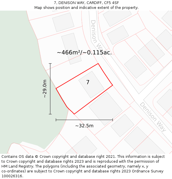 7, DENISON WAY, CARDIFF, CF5 4SF: Plot and title map