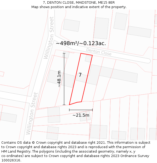 7, DENTON CLOSE, MAIDSTONE, ME15 8ER: Plot and title map