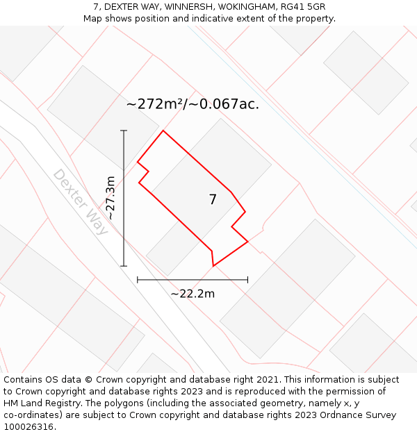 7, DEXTER WAY, WINNERSH, WOKINGHAM, RG41 5GR: Plot and title map