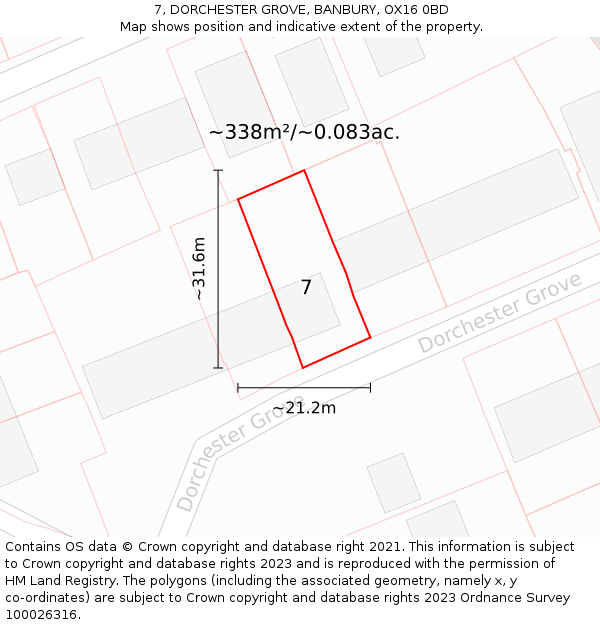 7, DORCHESTER GROVE, BANBURY, OX16 0BD: Plot and title map