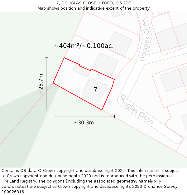 7, DOUGLAS CLOSE, ILFORD, IG6 2DB: Plot and title map