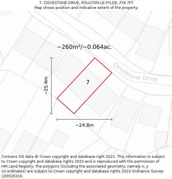 7, DOVESTONE DRIVE, POULTON-LE-FYLDE, FY6 7FT: Plot and title map